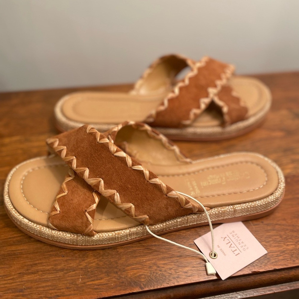 Italian Brown Suede Women's Sandals, Size 9